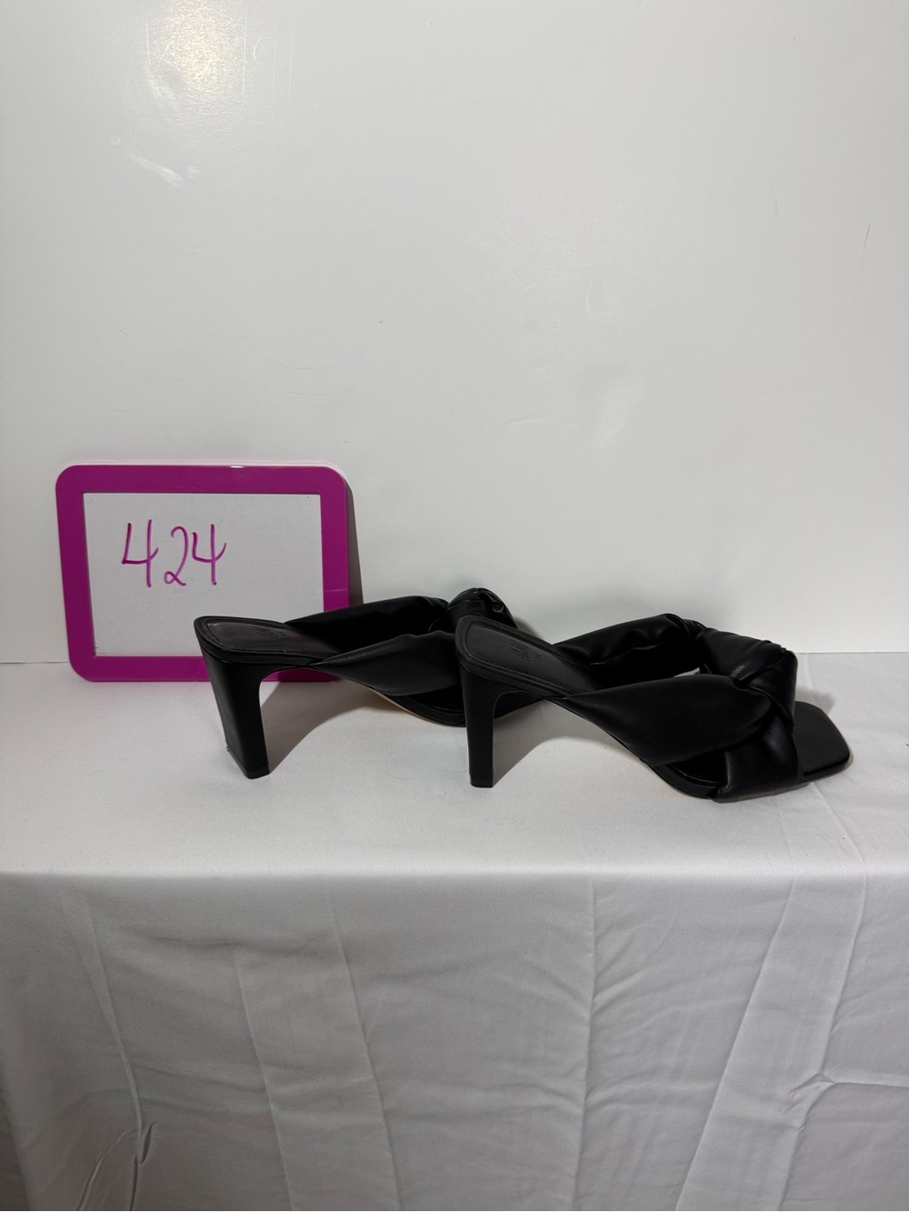 H&M Black Knotted Strap Heeled Mule